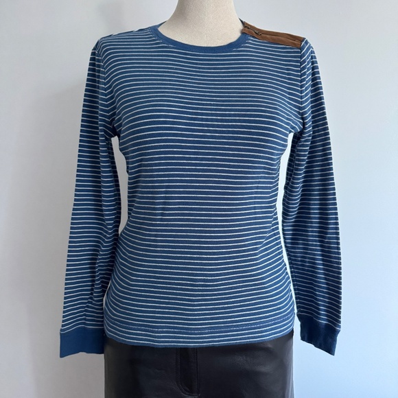 Lauren Jeans Company - Blue and White Stripes Long Sleeve Shirt - Picture 1 of 7